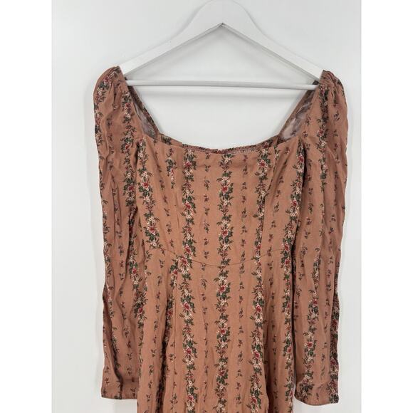 NWT Reformation Sigmund Dress 0 Floral Boudoir Midi Slit Long Sleeves Smocked - Picture 5 of 16